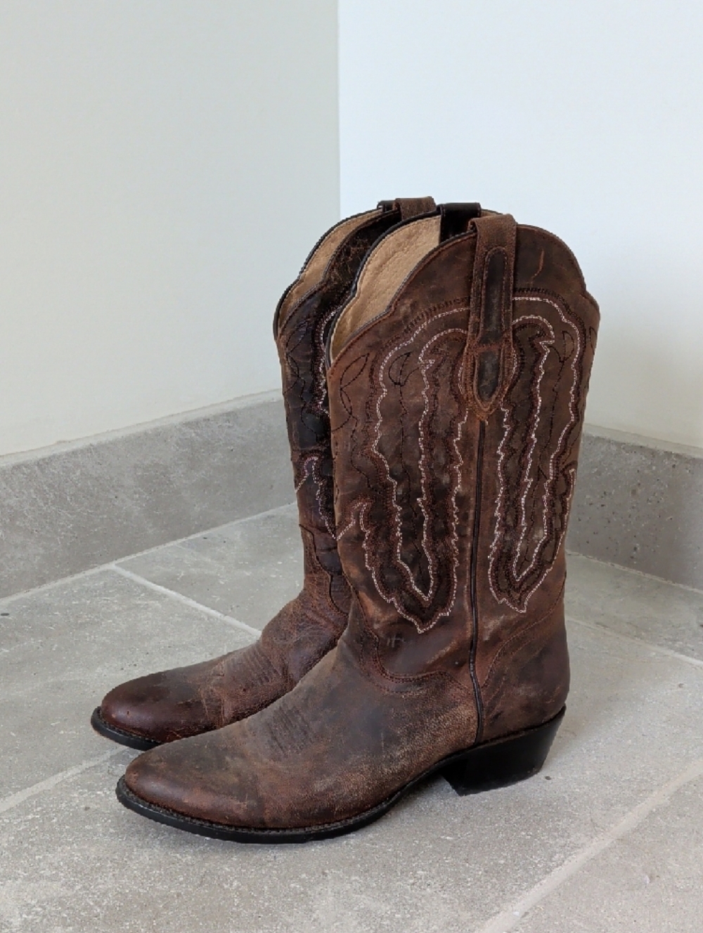 Brown Leather Cowboy Boots - Men's - Picture 2 of 3